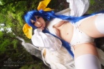 blue_hair choker cleavage cosplay dizzy guilty_gear hairbows hitori_gokko monokini one-piece_swimsuit saku swimsuit tail thighhighs underboob wings rating:Safe score:2 user:nil!