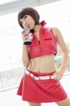 cosplay croptop kureha meiko microphone miniskirt pantyhose sheer_legwear skirt tubetop vocaloid yellow_eyes rating:Safe score:0 user:pixymisa