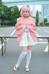 cil_prine cosplay kimono kyouka pink_hair pleated_skirt rance sengoku_rance skirt thighhighs zettai_ryouiki rating:Safe score:0 user:nil!