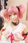 babydoll bed collar cosplay hanamura_misaki kaname_madoka leash pink_hair puella_magi_madoka_magica twintails rating:Safe score:1 user:nil!