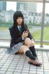 akiyama_mio blazer blouse cosplay kneesocks k-on! makiron pantyhose pleated_skirt school_uniform skirt rating:Safe score:3 user:nil!