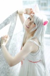 animal_ears bakemonogatari cat_ears cosplay dress hanekawa_tsubasa mizuki_mao white_hair rating:Safe score:0 user:pixymisa