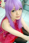 cosplay flower garter_belt namada original purple_hair qipao ruffles thighhighs rating:Safe score:0 user:nil!