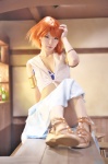 cosplay croptop maitako nami_(one_piece) one_piece orange_hair pantyhose sheer_legwear skirt rating:Safe score:2 user:nil!