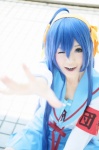 akitsu_honoka armband blouse blue_eyes blue_hair cosplay hairband hair_ribbons izumi_konata lucky_star pleated_skirt skirt suzumiya_haruhi_no_yuuutsu rating:Safe score:0 user:pixymisa