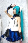 aqua_hair choker corset cosplay hatsune_miku headset hizuki_yuuki miniskirt project_diva_extend skirt twintails vocaloid rating:Safe score:1 user:nil!