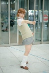 blouse cosplay loose_socks meibi misaka_mikoto pleated_skirt school_uniform skirt socks sweater_vest to_aru_kagaku_no_railgun rating:Safe score:1 user:nil!