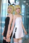 blonde_hair cosplay dress hairbow hair_clips isa jumper_shorts kagamine_rin maron tagme_song thighhighs vocaloid zettai_ryouiki rating:Safe score:2 user:nil!