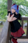 blouse blue_hair bow cosplay croptop lenfried miniskirt remilia_scarlet skirt thighhighs touhou twintails wings zettai_ryouiki rating:Safe score:0 user:nil!