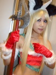 animal_ears bikini blonde_hair cat_ears chains cosplay horn kisaragi_towa polearm riesz santa santa_costume seiken_densetsu seiken_densetsu_3 swimsuit rating:Safe score:0 user:nil!
