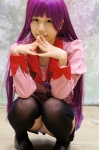 bakemonogatari blouse cosplay panties pleated_skirt purple_hair reco school_uniform senjougahara_hitagi skirt thighhighs tie zettai_ryouiki rating:Safe score:0 user:pixymisa