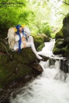 blue_hair choker cleavage cosplay dizzy guilty_gear hairbows hitori_gokko monokini one-piece_swimsuit saku swimsuit tail thighhighs underboob wet wings rating:Safe score:0 user:nil!