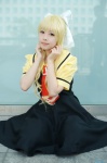 air blonde_hair blouse cosplay hairbow jumper kamio_misuzu kneesocks merino_moko school_uniform tie rating:Safe score:0 user:nil!
