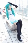 aqua_hair cosplay dress elbow_gloves gloves harumiya_yun hatsune_miku tagme_song thighhighs top_hat twintails vocaloid zettai_ryouiki rating:Safe score:4 user:nil!