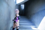 ass bodysuit castle_of_glass cosplay elbow_gloves fate/grand_order fate/series gloves mash_kyrielight pink_hair saku thigh_band thighhighs rating:Safe score:0 user:nil!