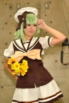 bow cap cosplay flowers green_hair miniskirt pleated_skirt sailor_uniform sakamoto_fumika school_uniform shigure_asa shuffle! skirt rating:Safe score:0 user:pixymisa