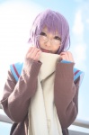 cardigan cosplay glasses nagato_yuki purple_hair rinami sailor_uniform scarf school_uniform suzumiya_haruhi_no_yuuutsu rating:Safe score:0 user:nil!