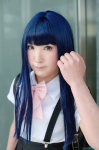 blouse blue_hair bookbag bowtie cosplay furude_rika higurashi_no_naku_koro_ni nekosawa_misako pleated_skirt school_uniform skirt rating:Safe score:0 user:pixymisa