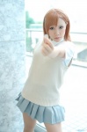 blouse cosplay kaoru misaka_mikoto orange_hair pantyhose pleated_skirt school_uniform skirt sweater_vest to_aru_kagaku_no_railgun rating:Safe score:0 user:nil!