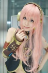 armband cosplay detached_sleeves headset megurine_luka pink_hair skirt vest vocaloid yuuki_(iii) rating:Safe score:0 user:nil!