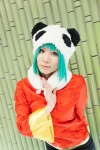 blouse capri_pants cosplay green_hair gumi orange_eyes panda_hat sasa vocaloid rating:Safe score:0 user:pixymisa