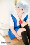 ayanami_rei blue_hair cosplay jumper kneesocks neon_genesis_evangelion sailor_uniform saku school_uniform white_end_type_zero rating:Safe score:0 user:nil!