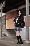 blazer kneesocks pleated_skirt school_uniform shie shoulder_bag skirt sweater rating:Safe score:0 user:pixymisa