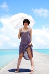 cleavage dress dress_lift ocean sayaka umbrella rating:Safe score:1 user:nil!