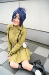 blue_hair boots chrome_dokuro cosplay eyepatch isumi katekyo_hitman_reborn! midriff miniskirt pleated_skirt skirt rating:Safe score:0 user:nil!