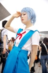 ayanami_rei blue_hair cosplay kanata neon_genesis_evangelion red_eyes school_uniform suspenders rating:Safe score:0 user:nil!