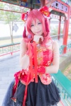 cosplay double_bun hello!_aki_love_live_vol_2_~bibi~ itsuki_akira love_live!_school_idol_project miniskirt nishikino_maki red_hair skirt sleeveless_blouse rating:Safe score:0 user:nil!