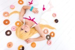 bakemonogatari blonde_hair cosplay donut dress nisemonogatari oshino_shinobu suu rating:Safe score:0 user:pixymisa
