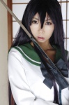 ashiya_noriko busujima_saeko busujima_saeko_no_eroi_toko cosplay highschool_of_the_dead katana purple_hair sailor_uniform school_uniform sword rating:Safe score:1 user:nil!