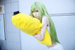 cc cheese-kun code_geass cosplay croptop green_hair houtou_singi shorts stuffed_animal rating:Safe score:0 user:nil!