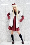 blonde_hair cosplay dress hairbow jacket kii_anzu kneesocks school_uniform toshino_kyoko yuruyuri rating:Safe score:0 user:pixymisa