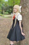 air blonde_hair blouse cosplay hairbow jumper kamio_misuzu midori_youko school_uniform socks rating:Safe score:0 user:nil!