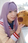 blazer botan_(clannad) clannad cosplay fujibayashi_kyou purple_hair sailor_uniform school_uniform shion_akira stuffed_animal rating:Safe score:0 user:nil!