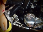 bandit bike_girl bikini_top cleavage cosplay cyborg_nene motorcycle open_clothes original racing_suit swimsuit rating:Safe score:0 user:nil!