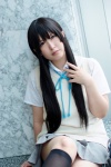 akiyama_mio blouse cosplay kneehighs k-on! narihara_riku pleated_skirt ribbon_tie skirt sweater rating:Safe score:0 user:pixymisa