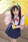 backpack bakemonogatari cosplay hachikuji_mayoi hairband jumper sailor_uniform school_uniform twintails umbrella yoshikawa_ito rating:Safe score:0 user:nil!