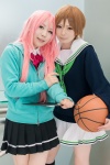 aida_riko basketball blouse bowtie cosplay emo kneesocks kuroko_no_basuke momoi_satsuki pink_hair pleated_skirt scarf senya skirt sweater whistle rating:Safe score:0 user:pixymisa