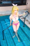 ayase_eri barefoot bikini blonde_hair cosplay hairbow love_live!_school_idol_project mike ponytail pool school_idol_~krasivie~ swimsuit wet rating:Safe score:6 user:nil!