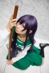 bokken busujima_saeko cosplay highschool_of_the_dead kanda_midori pleated_skirt purple_hair sailor_uniform school_uniform skirt rating:Safe score:2 user:xkaras