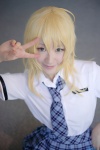 a-mi blonde_hair blouse cosplay hoshii_miki idolmaster pleated_skirt school_uniform skirt tie rating:Safe score:0 user:nil!