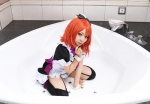apron bathroom bathtub black_legwear cosplay dress garter_belt hairbow higurashi_ran love_live!_school_idol_project maid maid_uniform m_vol.1 nishikino_maki red_hair thighhighs wet zettai_ryouiki rating:Safe score:3 user:nil!