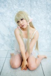blonde_hair chii_(chobits) chobits cosplay croptop ouka_(cosplayer) shorts twintails rating:Safe score:0 user:pixymisa
