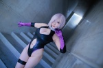 bodysuit castle_of_glass cleavage cosplay elbow_gloves fate/grand_order fate/series gloves mash_kyrielight pink_hair saku thigh_band rating:Safe score:0 user:nil!