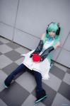 apron aqua_hair cosplay detached_sleeves hatsune_miku headset mizuhara_akio pleated_skirt skirt sweater_vest tagme_song thighhighs tie twintails vocaloid rating:Safe score:1 user:nil!