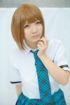 blouse cosplay hagiwara_yukiho idolmaster pleated_skirt school_uniform skirt takanashi_maui tie rating:Safe score:0 user:pixymisa