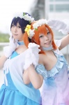 aoba_risame babydoll blue_hair choker cosplay dress gloves headband katai_kurumi kousaka_honoka love_live!_school_idol_project orange_hair side_ponytail sonada_umi rating:Safe score:0 user:nil!